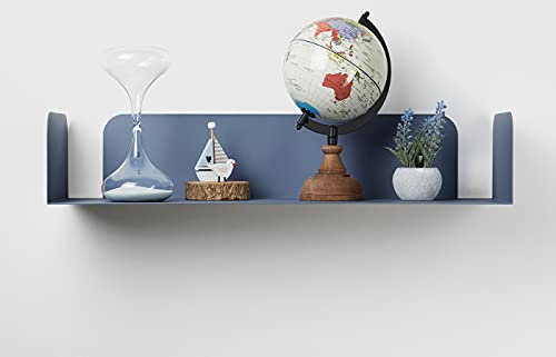 D-Segno Office Design Moderne Wandregal Metall, Regal Bücherregal Metall, Schnell und einfach zu montieren, 100% Made in Italy, Abmessungen: 200 × 600/400 × 120 mm. (1 Stück, Hellblau)