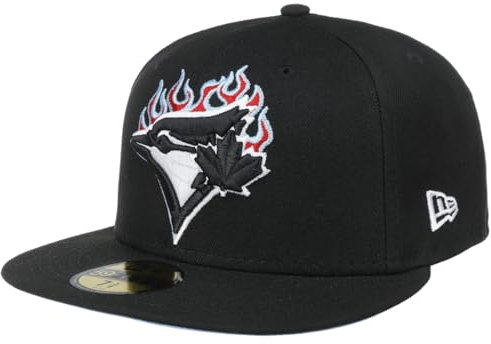 New Era 59Fifty Team Fire Blue Jays Cap Basecap Baseballcap Flat Brim Fitted MLB Toronto Herren - Hinten geschlossen, mit Schirm Winter Herbst Frühjahr Sommer Frühling-Sommer Herbst-Winter - 7 5/8