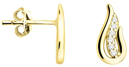 SOFIA MILANI - Damen Ohrringe 925 Silber - vergoldet/golden & mit Zirkonia Steinen - Flügel Ohrstecker - E1675