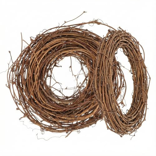 HEMOTON 2 Stück Weidenkranz Natur 20cm, Türkranz Rohling zum Basteln, Rebenkranz Deko für Weihnachten Ostern, Kleiner Holzkranz Wandkranz Tischdeko