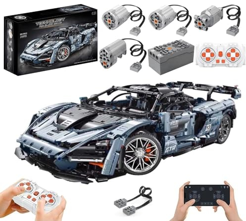 Technik Auto mit Power Functions Set, 1:8 Groß Auto Modellbausatz, 3780 Teile Klemmbausteine Auto MOC Bausatz, Kompatibel mit McLaren Senna GTR Technik