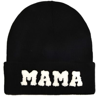 HyzaPhix Mütze Mama mit Buchstaben, Warme Wintermütze Damenmütze Strickmütze Beanie Mütze für Damen (rosa)