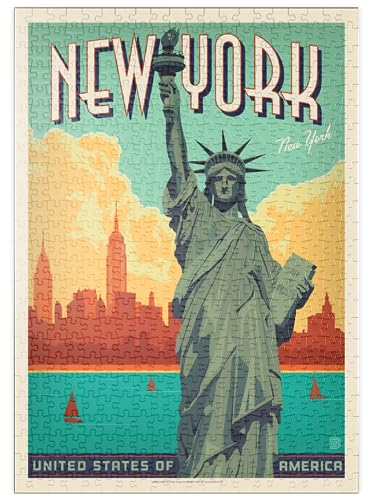 MyPuzzle New York City: Lady Liberty, Vintage Poster - Premium 500 Teile Puzzle - MyPuzzle Sonderkollektion von Anderson Design Group