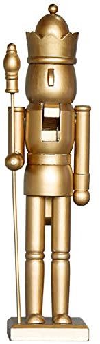 ROBAUN Re schiaccianoci di Natale con scettro, grande decorazione natalizia for scaffali da tavolo con schiaccianoci, toni dorati, 15 di altezza