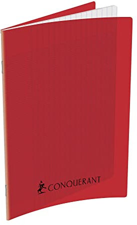 Conquérant Cahier Classique 17x22cm Grands Carreaux Seyès 192 Pages Agrafées Couverture Polypro Rouge