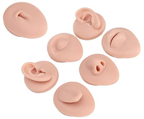 Modèle de Pratique de Piercing Corporel, ANGGREK Simulation de Piercing de Langue Faux Silicone Oreille Oeil Nez Bouche Langue et Nombril Modèle pour Perceur Novice (Couleur de peau moyenne)