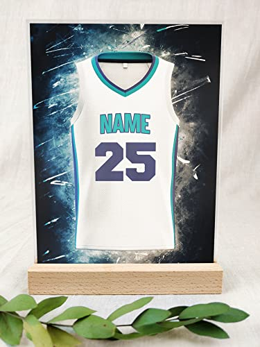 Charlotte Fanartikel Acryl Tafel - Personalisiertes Geschenk, Basketball Geschenke Jungen, Basketball Trikot, Fanartikel, Fanartikel Kinder, Fan Geschenke, Charlotte Trikot für Charlotte-Fans