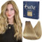 Fshine Haarverlängerung Echthaar Tressen zum Einnähen 45cm 100g Honigblond Haartressen Echthaar zum Einnähen Tressen Echthaar Extensions Echthaar Tressen Farbe 6 27 60