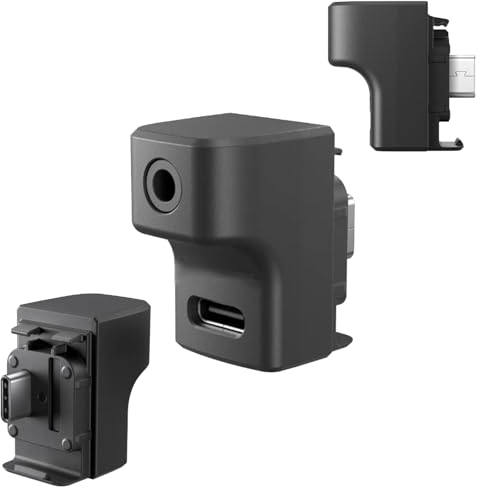 JOYSOG 3.5mm Mic Adapter, External Microphone Adapter for Insta360 Ace/Ace Pro Support Type-C Charger & 3.5mm Audio Ports Record