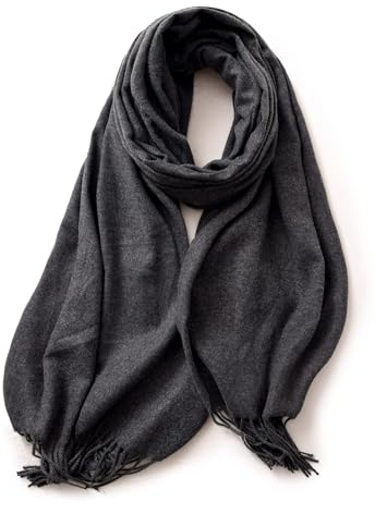KARMA.DIEM Cashmere Merino Mix - Super Weicher XXL Schal - 180x65cm - Made in Spain - Unisex - Pashima/Stola/Extra Breit für Mann & Frau (Dunkelgrau)