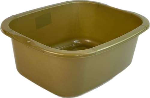 HoitoDeals 11 Litre Plastic Large Rectangular Washing Up Bowl For Sink Bowls, Home, Kitchen Accessories (1Pcs Gold)