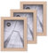 lincoolart Lot de 3 cadres photo, 13 x 18 cm, en bois naturel, en MDF incassable, en verre acrylique incassable, pour mur et table
