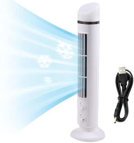 Kongou Ventilador de escritorio de pie, ventilador de torre para escritorio - Ventilador de mesa LED de pie con alimentación USB | Ventilador de verano de 2 velocidades con luz nocturna para