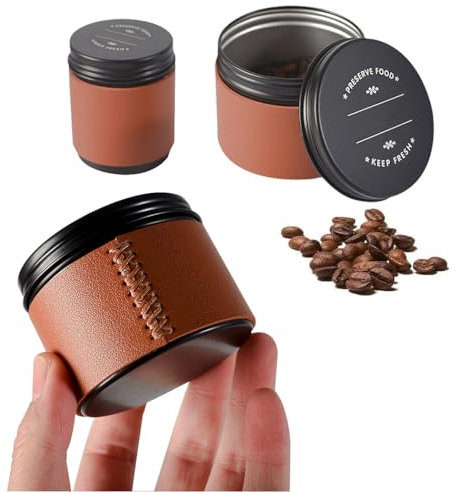 SIPLIV Coffee Canister Travel Jar, Mini Portable Aluminium Alloy Food Storage Container Great for Coffee Bean, Grounds, Tea and More - 2 Pack
