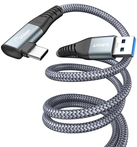SUNGUY 6M/20 FT Link Cable, Compatible with Meta/Oculus Quest 3/2/Pro/Pico4 Accessories and PC/SteamVR, 5Gbps High Speed PC Data Transfer, USB 3.0 to USB C Cable for VR Headset (Grey)
