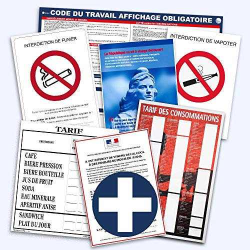 Pack d'Affichages Obligatoires pour Bar (7 affichages)