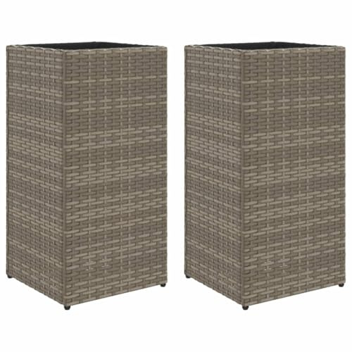 vidaXL Pflanzkübel 2 STK. Grau 30x30x60 cm Poly Rattan
