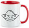 Huuraa Kaffeetasse Raumschiff UFO Keramik Tasse Rot 330ml mit Motiv für alle Alien Fans