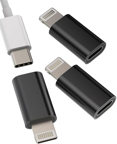 Adattatore da USB C Femmina a Lightning Maschio (3Pack) per Apple iPhone iPad Connettore Type-C Jack Cavo Ricarica Adapter Caricabatterie Adattatori Caricatore Cavetto Convertitore Spinotto 090-tp-L