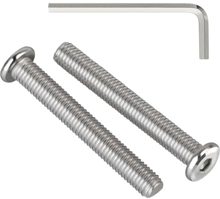 Krysay 20 viti a testa piatta M8 x 50 mm, bulloni a testa esagonale, in acciaio inox 304, 18-8, filettatura completa, mobili, letto, sedie, colore argento (con chiave esagonale)