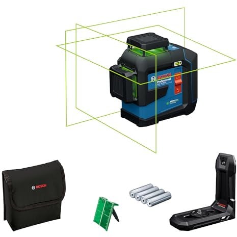 Bosch Professional livella laser a linee GLL 80-33 G staffa LB 10, laser verde, raggio d'azione: fino a 30 m, doppia alimentazione, 4 batterie da 1,5 V LR6, custodia protettiva, GLL 80-33 G (Nuovo)