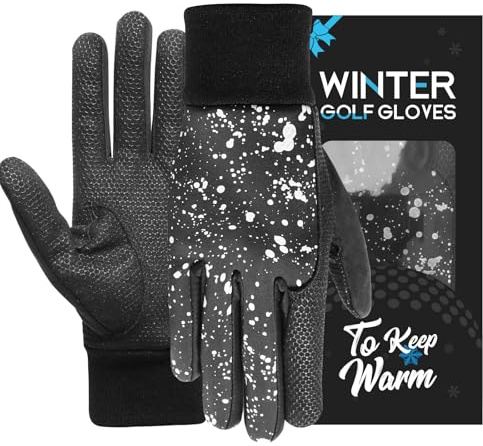 AXKAL Golf-Handschuhe, Winter, Thermo-Handschuhe, beidhändig, winddicht, wasserdicht, für Herren und Damen, Paar, Winter-Golfhandschuhe, warm, kaltes Wetter, Griffleistung, schwarz, dunkel (Schwarz,