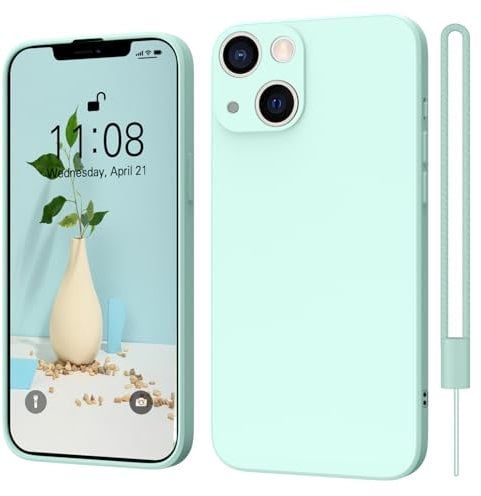ORDA for iPhone 13 Case Silicone Ultra Slim Soft Gel Rubber Cover for iPhone 13 Phone Case Thin Anti-Scratch Microfiber Lining Compatible for iPhone 13 6.1 inchMint Green