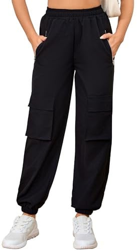 YINGWIN Damen Cargohose mit Elastischem Bund Cargo Hosen Y2k Techwear Arbeitshose Rave Hose Bequeme Outdoor- und Freizeitkleidung