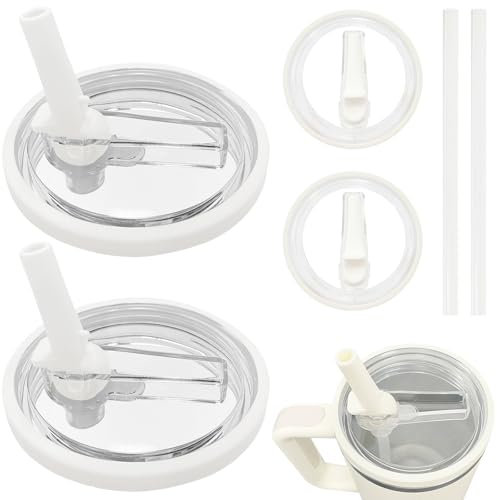 Souvik Tapa para Stanley Cup, Accesorios para Stanley, Tapa de Repuesto a Prueba de Fugas y Polvo, Reutilizable con 2 Pajitas, Compatible con Vasos de 40 oz, Tapa de Reemplazo para Stanley Cup