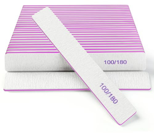 Ekrnlyi Lot de 18 limes à ongles, grain 100/180, émeri double face pour ongles naturels et acryliques, manucure réutilisable pour homme et femme, lime à ongles professionnelle et Lima de Uñas pour