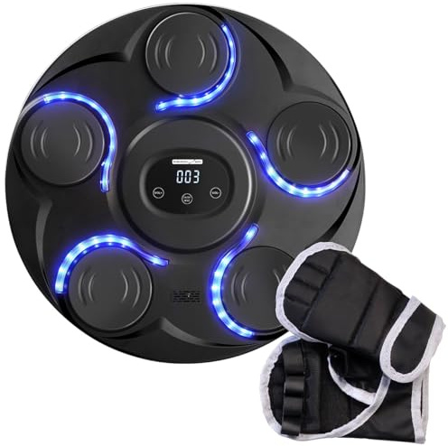PEARL Sports Boxmaschine Erwachsene: Musik-Boxmaschine, 7 Schlagtakte, Zählmodus, LEDs, Display, BT, Akku (Boxmachine, Boxing Machine, Music)