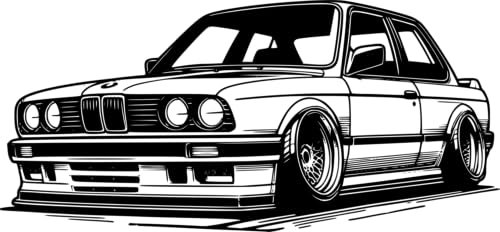 EASY'STYCK Autocollant M3 E30 Silhouette – Sticker Tuning Vinyle 30x14 cm Noir avec Film Applicateur – Décoration Murale Voiture, Maison, Garage, Ordinateur, Moto
