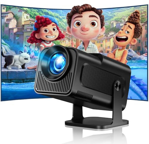Quilted Northern Beamer, 4K Unterstützung Full HD Eingebaute Android und OS 11.0, Unterstützt WiFi 6 und BT 5.0, Mini Projektor mit Auto Trapezkorrektur, 180°Dreh Videoprojektor für Outdoor/Heimkino
