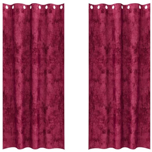 vidaXL Samtvorhänge mit Vorhängen 2 pcs Weinrot 260 x 140 cm Samt, Moderne Samtvorhänge, lichtundurchlässig, isolierend, stilvolle Fensterdeko, Elegante Gardinen