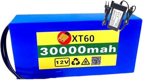 Batteria Al Litio da 12V 30Ah Batteria Agli Ioni di Litio Ad Alte Prestazioni Batteria In PVC Impermeabile con Caricabatterie per Lampada Solare Auto Turistica Ecc per 500W E 250W 12V 30Ah,T