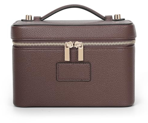 HiTotes Makeup Bag Vanity Case for Women Leather Vanity Bag Travel Toiletry Bags Makeup Organizer with Removable Divider for Daily Use