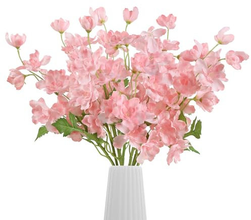 YIFYBY 10PCS Pink Delphinium Artificial Flowers 19.7'' Faux Snapdragon Realistic Silk Fake Larkspur Flowers with Stem for Wedding Party Floral Arrangement Home Garden Decor (Pink)