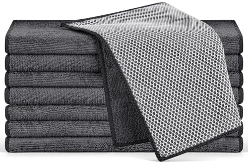 OSDUE Paños de Limpieza Microfibra, Paquete de 6, Trapos Bayetas Mágicos, Reutilizables, Sin Rayas, Lavables, Toallas Gruesas de Dos Capas Multiusos para Coche Cristales Cocina Baño, 30x30 cm