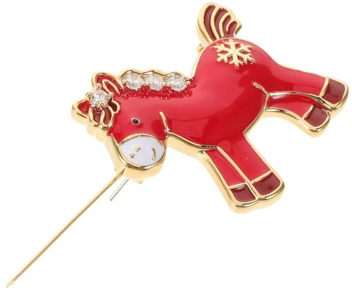 Ipetboom Rote Pferde Anstecknadel mit Strasssteinen Kleiner Tierbrosche Damen Kompakt 3,5x3,3x1,3cm Schmuck zum Chinesischen Neujahr 2026 Symbolisches Tierkreiszeichen Pferd