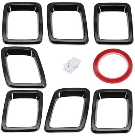 Griglie Radiatori Per Jeep Per Compass 2017-2019 2020 Inserti Copertura Griglia Anteriore Auto 7 Pezzi Griglia Anello Inserti Telaio Kit Finiture Griglia Del Paraurti(Black)