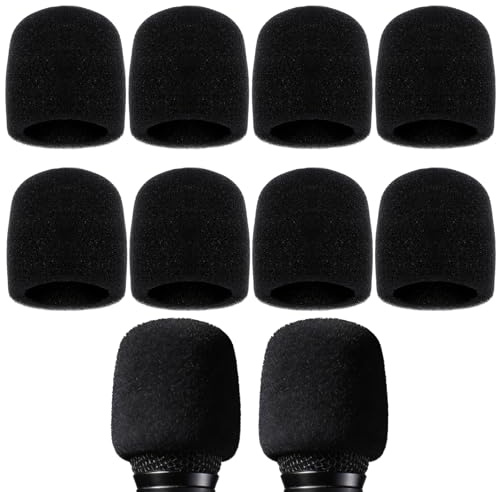 8 Pcs Foam Microphone Covers Soft Thick Sponge Mic Windshield, Black Foam Mic Covers for Handheld, Condenser & Ball‑Type Microphones Windscreen Pop Filter Cover Protection