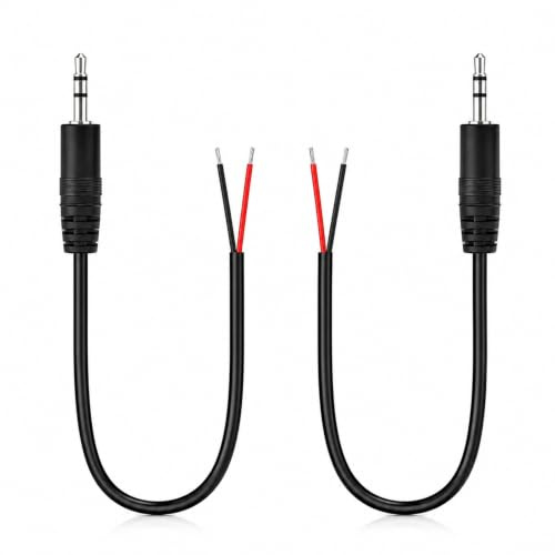 MejaRizon 2 Stück 3,5-mm Stecker auf Blankes Kabelende, 1,5 m Klinkenkabel TS 2-poliger Mono-Klinkenstecker mit 1/8-Zoll-Stecker, Anschlusskabel zum Löten für Lautsprecher, Verstärker und Audio-DIY