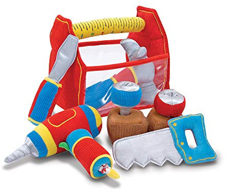 Melissa & Doug Toolbox Fill and Spill Toddler Toy With Vibrating Drill (9 pcs)