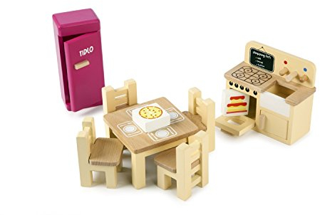 Tidlo Wooden Doll's House Kitchen Furniture Set
