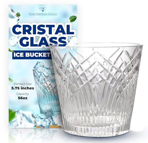 GAC Mouth Blown Crystal Glass Ice Bucket, Suitable for Barware, Capacity of 56oz