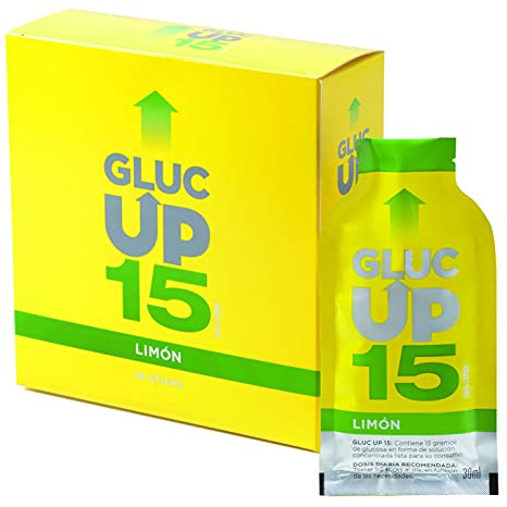 Gluc Up Gluc Up 15 - Glucosa, Sticks 30 ml. x 10 uds, Sabor limón, Indicado para bajadas de glucosa 140 ml