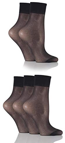 SockShop Ladies 5 Pair 15 Denier Ankle Highs