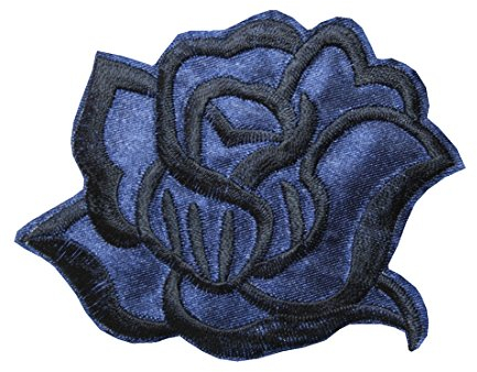 Aufnäher Bügelbild Aufbügler Rose blau schwarz 90x70mm (1007)