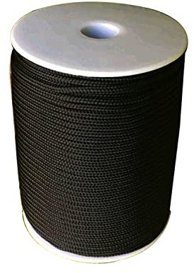 Trimming Shop 3mm Wide Black Nylon Braided Cord for Gear Making, DIY Accessories, Gardening Plant and Crafts, Aluminium Blind Shade, 50 Metres