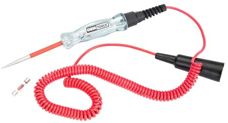 OEMTOOLS 25886 Circuit Tester 6-24 Volt, Black and Red, Live Wire Tester Electrical Tool, 12V Test Light Automotive Test, LED Test Light for Car Tests